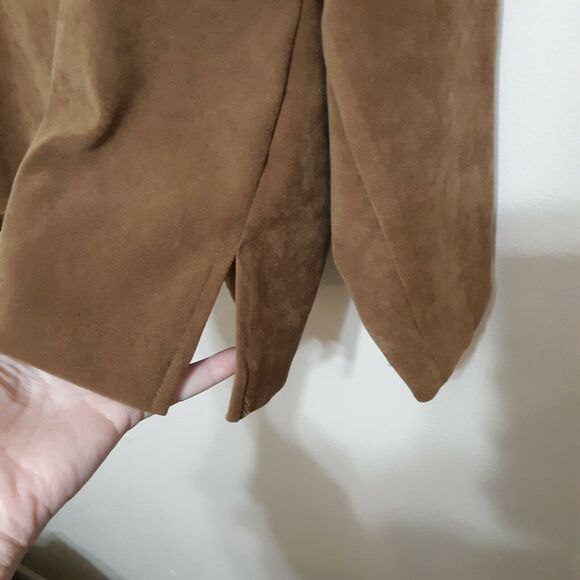 Briggs New York Tan Faux Suede Jacket Sz 12 Button Front Light Brown Vegan - Picture 5 of 10